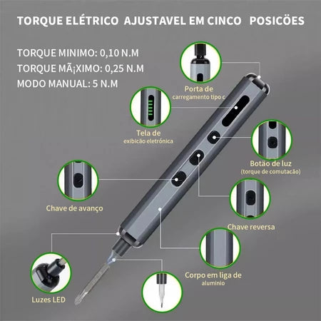 Mini parafusadeira elétrica portátil + 68 peças